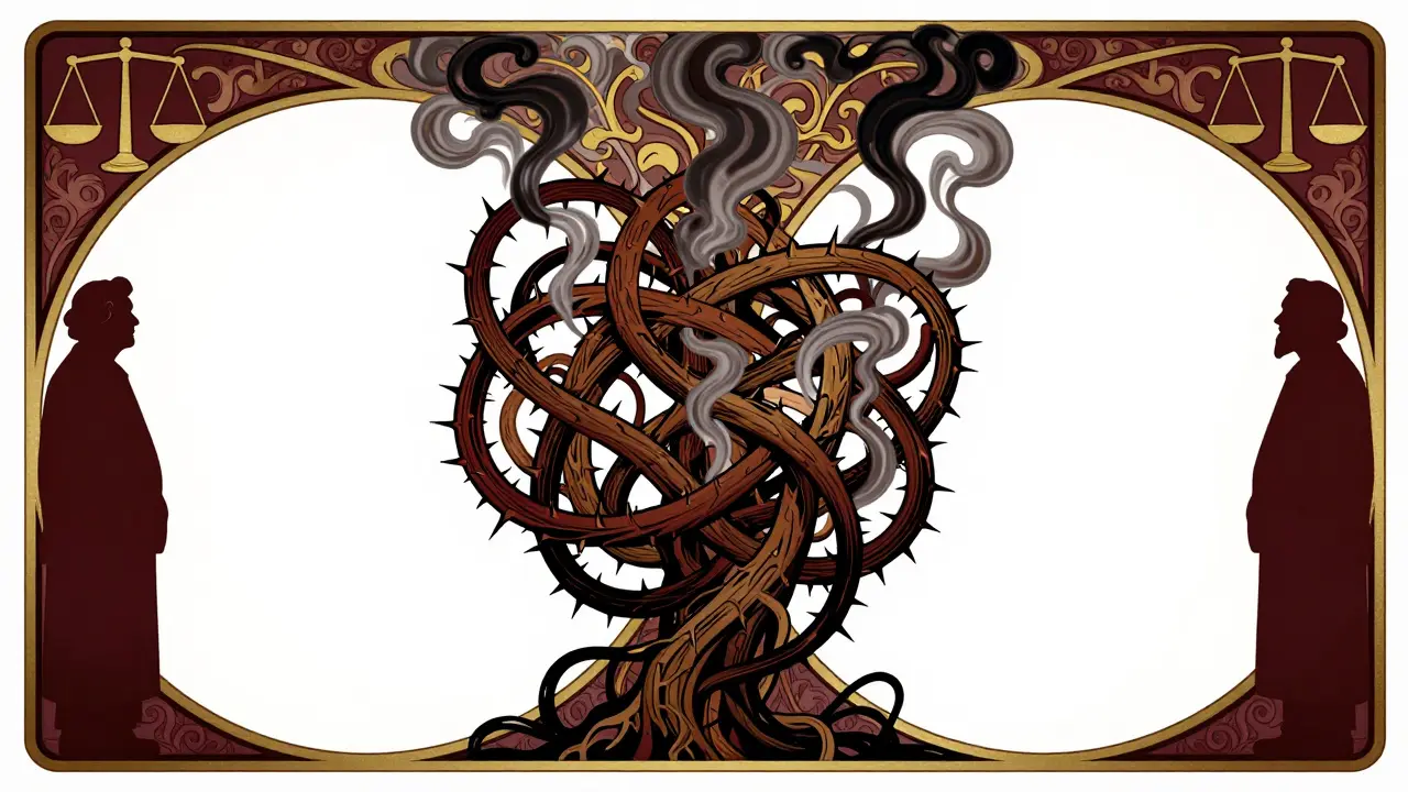 Abstract Art Nouveau illustration of tangled vines representing drug risks
