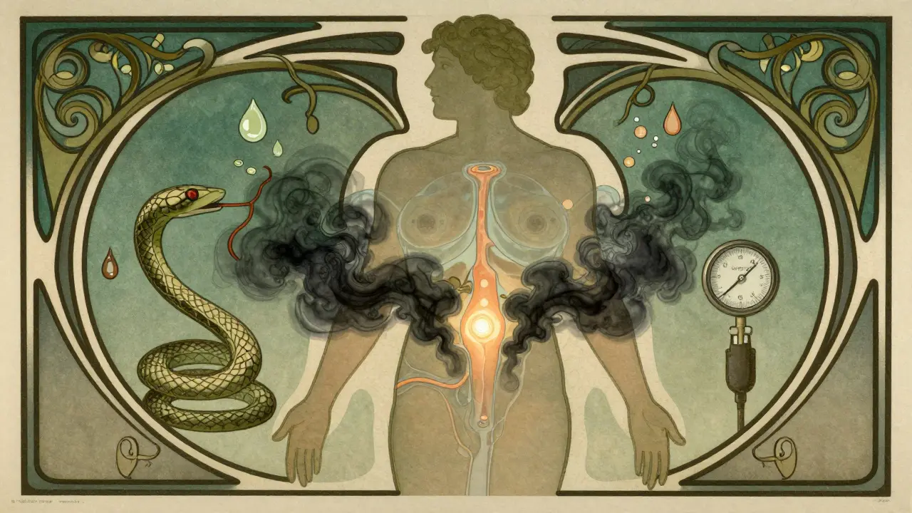 Art Nouveau illustration of metabolic risks and visceral fat