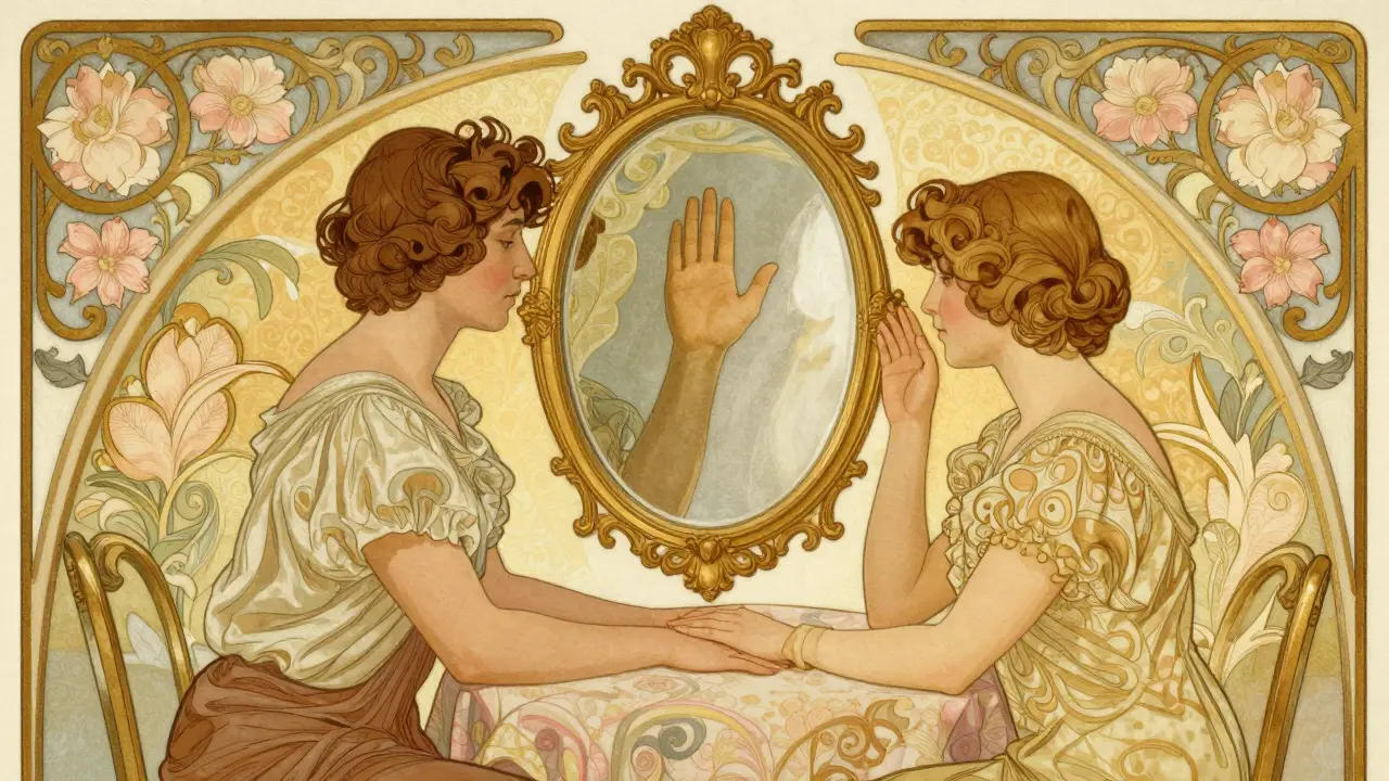 Decorative illustration of mirror therapy for chronic pain relief