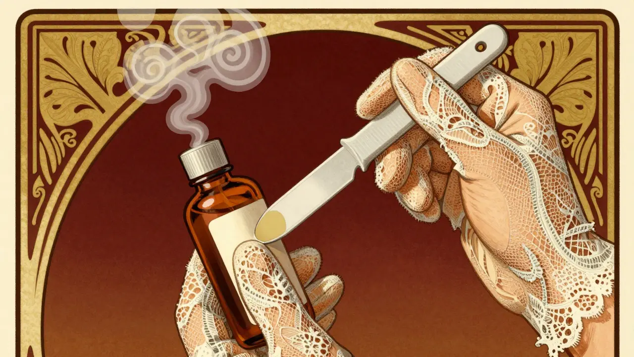 Hands removing label with solvent in elegant style