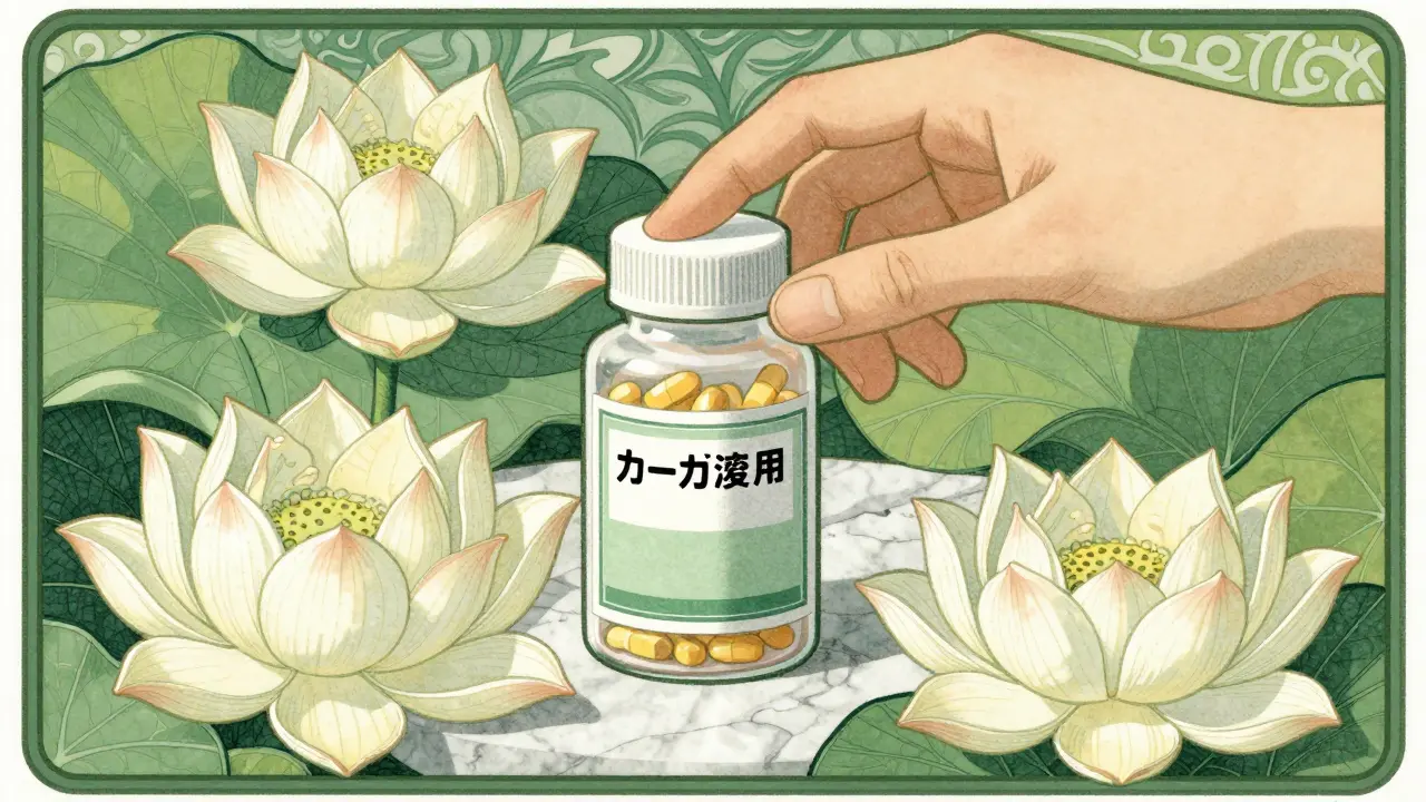 Safe medication inspection illustrated in Art Nouveau style