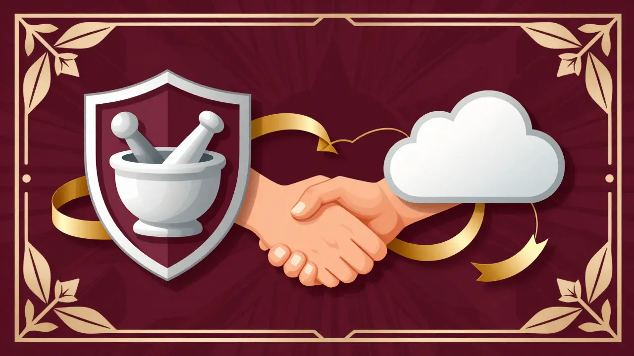 Secure digital connection between pharmacy systems